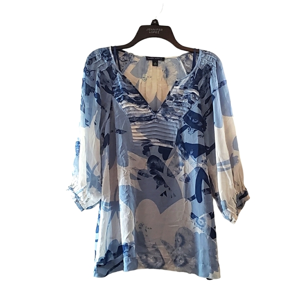 Banana Republic 100% Silk Abstract FloraPrint Tunic Top & Cami adjustable straps - Picture 2 of 13